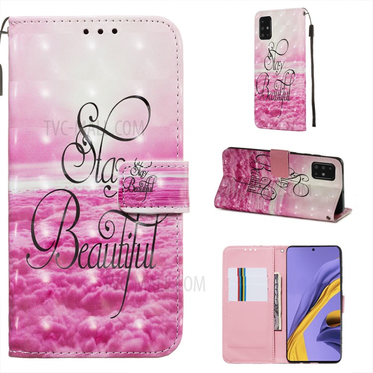 Pattern Printing Light Spot Decor Leather Wallet Case for Samsung Galaxy A51 - Stay Beautiful-1