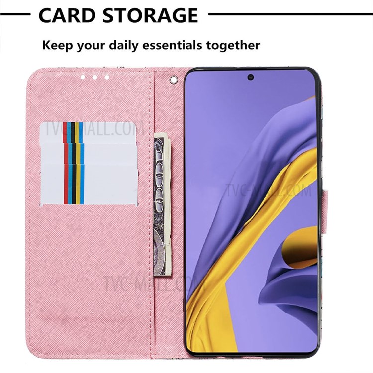 Pattern Printing Light Spot Decor Leather Wallet Case for Samsung Galaxy A51 - Stay Beautiful-7