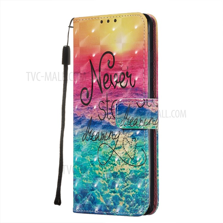Pattern Printing Light Spot Decor Leather Wallet Case for Samsung Galaxy A51 - Never Stop Dreaming-4