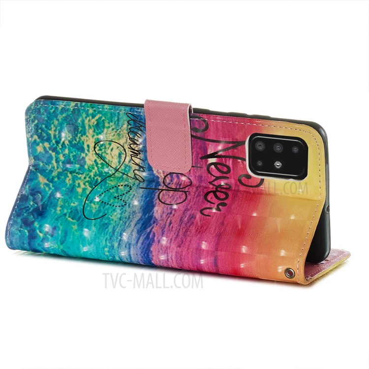 Pattern Printing Light Spot Decor Leather Wallet Case for Samsung Galaxy A51 - Never Stop Dreaming-6