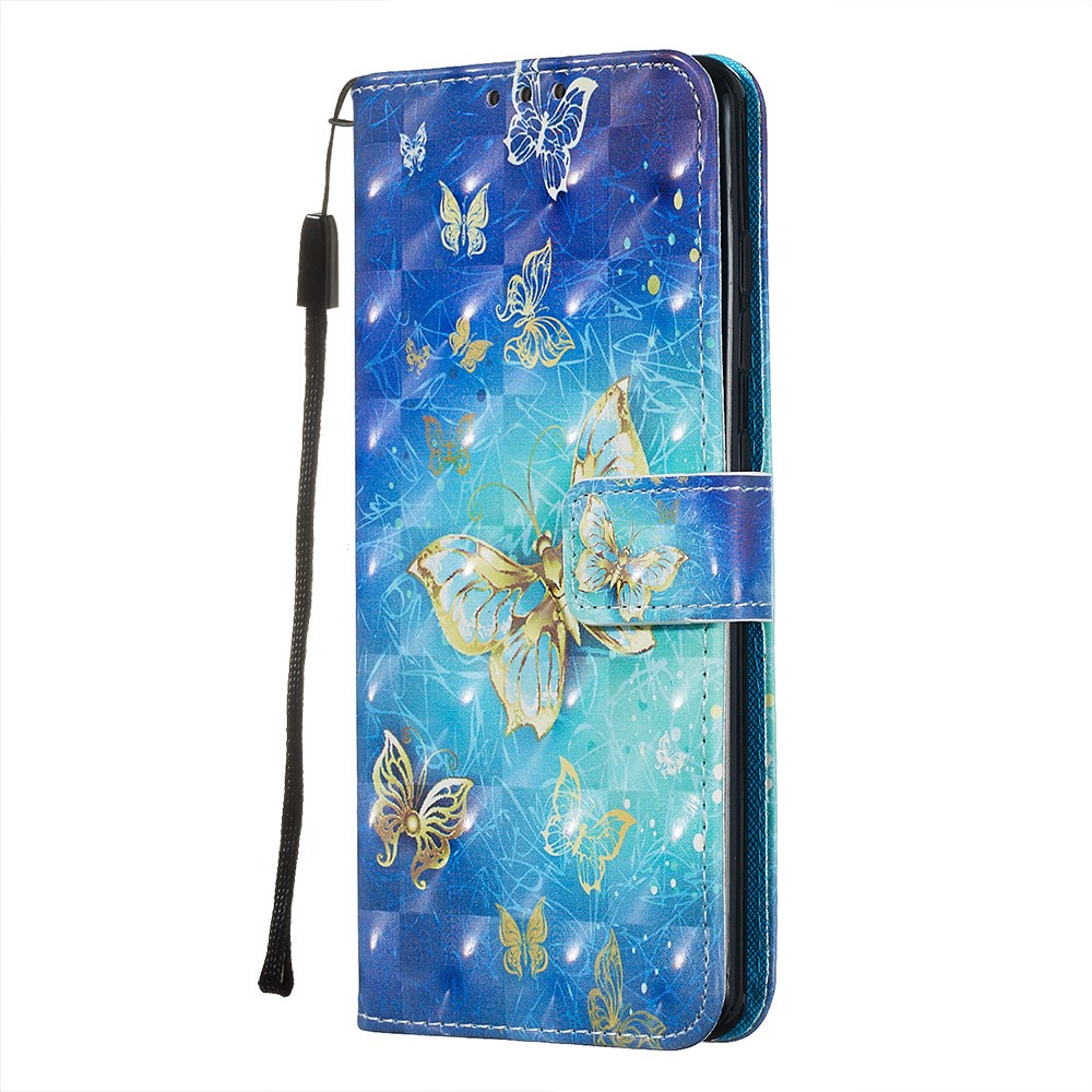 Mobile Stampa la Luce Decorazione Del Portafoglio in Pelle Per Samsung Galaxy A51 - Pattern Farfalla