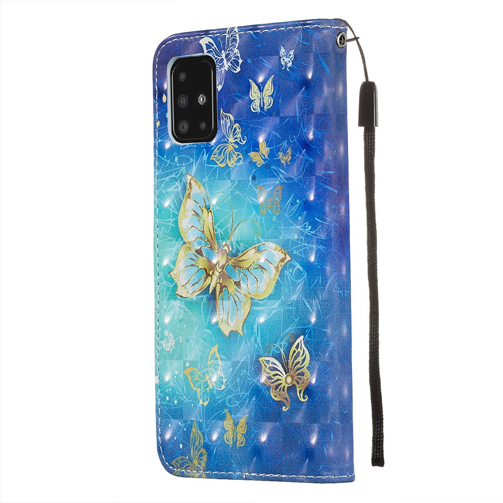 Padrão Printing Light Spot Decor Casal de Couro Para Samsung Galaxy A51 - Padrão de Borboleta