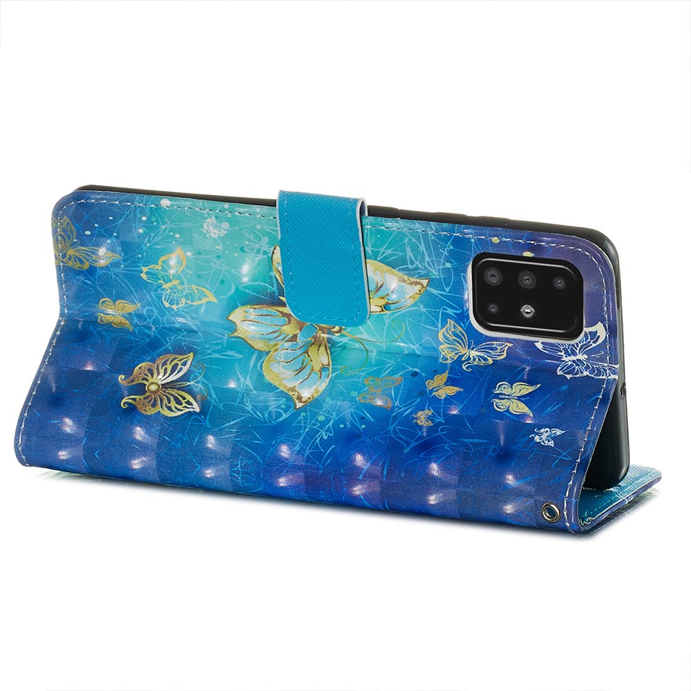 Pattern Printing Light Spot Decor Leather Wallet Case for Samsung Galaxy A51 - Butterfly Pattern-6