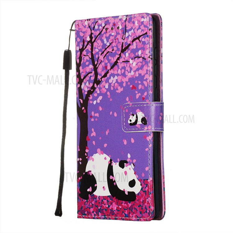 Painting Leather Phone Wallet Stand Case for Samsung Galaxy A71 - Panda-4