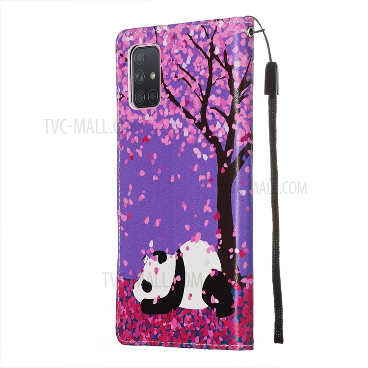 Painting Leather Phone Wallet Stand Case for Samsung Galaxy A71 - Panda-5
