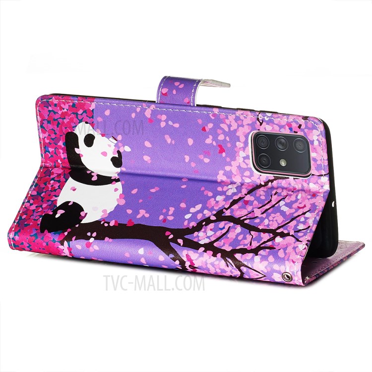 Painting Leather Phone Wallet Stand Case for Samsung Galaxy A71 - Panda-6
