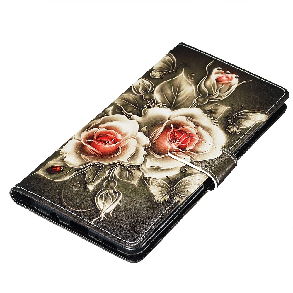 Painting Leather Phone Wallet Stand Case for Samsung Galaxy A71 - Rose-3