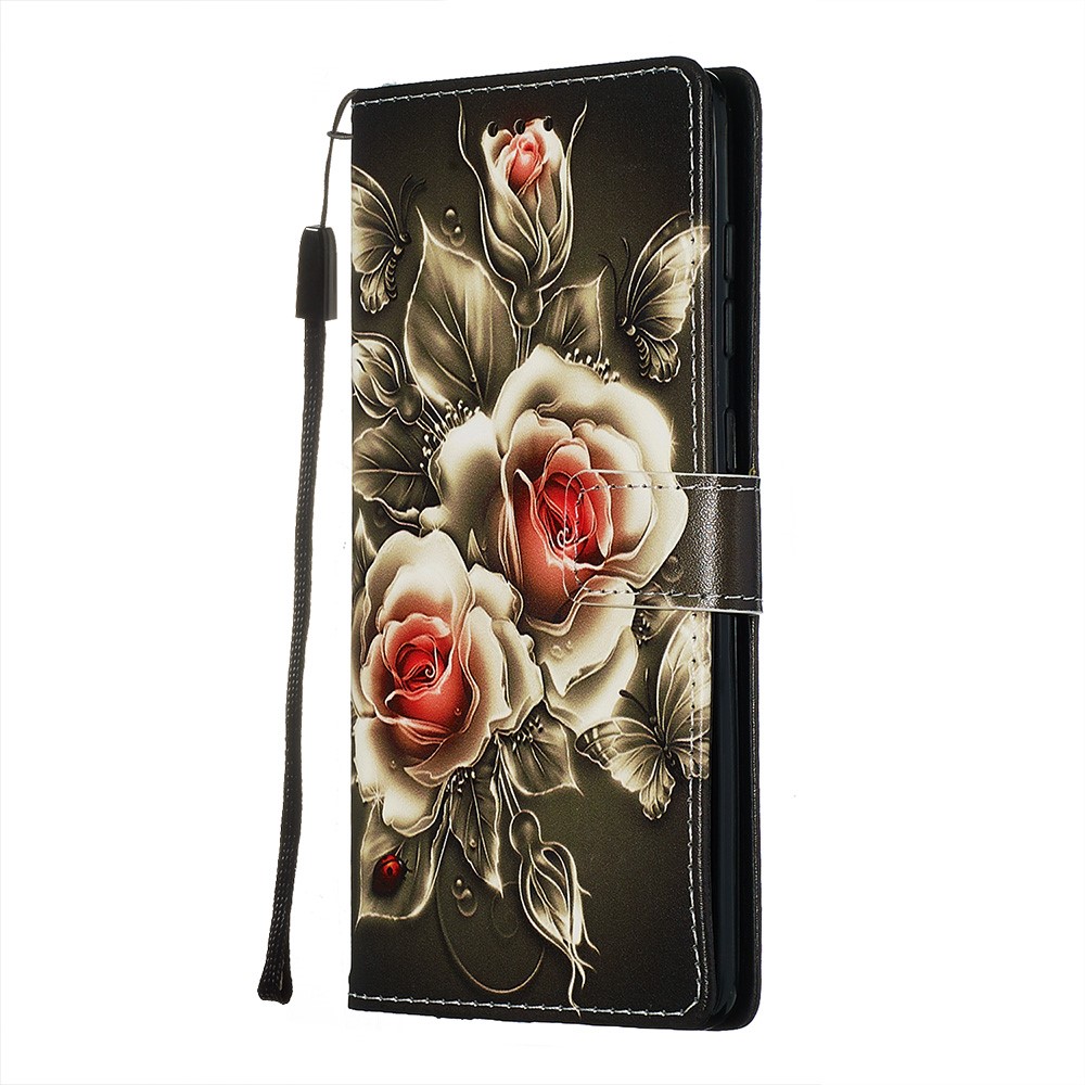 Painting Leather Phone Wallet Stand Case for Samsung Galaxy A71 - Rose-4