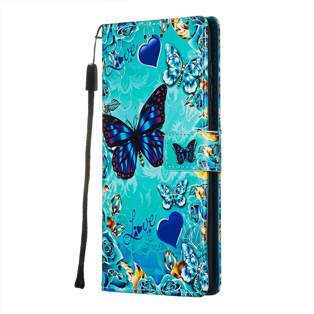 Peinture en Cuir Téléphone Porte-porte-toilettes Pour Samsung Galaxy A71 - Papillon