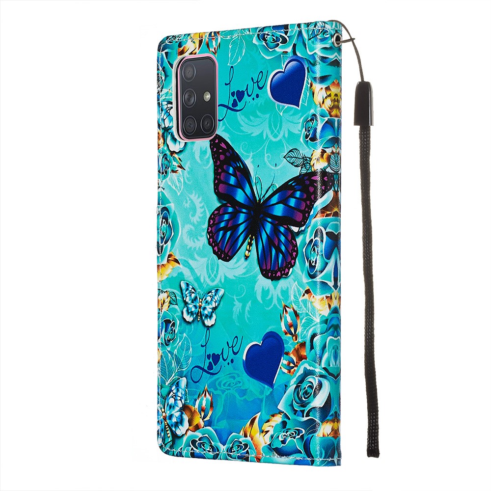 Peinture en Cuir Téléphone Porte-porte-toilettes Pour Samsung Galaxy A71 - Papillon