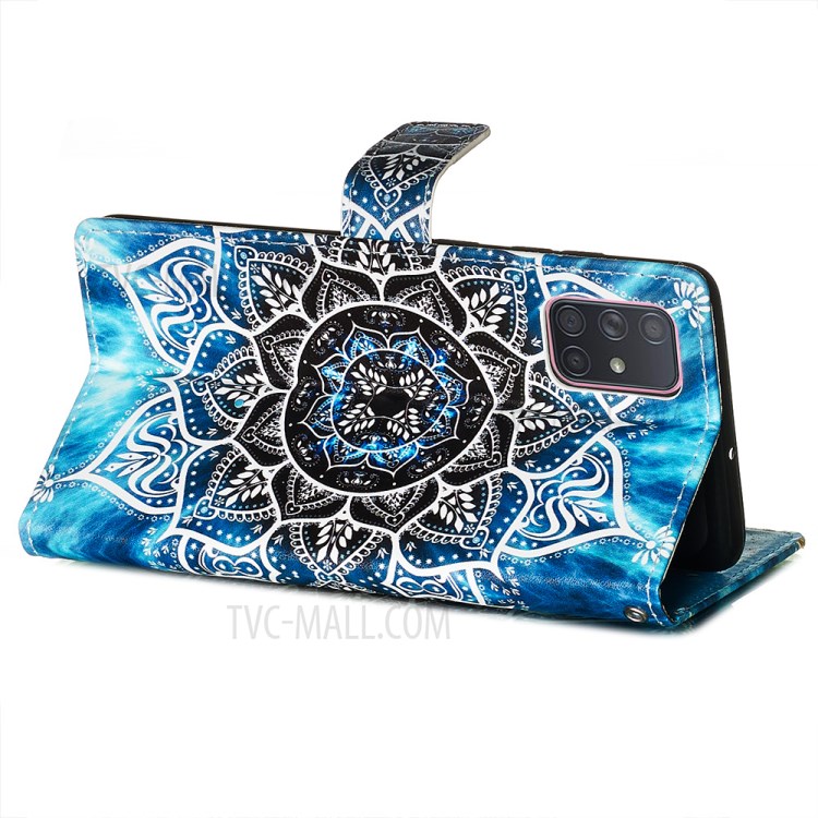 Painting Leather Phone Wallet Stand Case for Samsung Galaxy A71 - Mandala-6