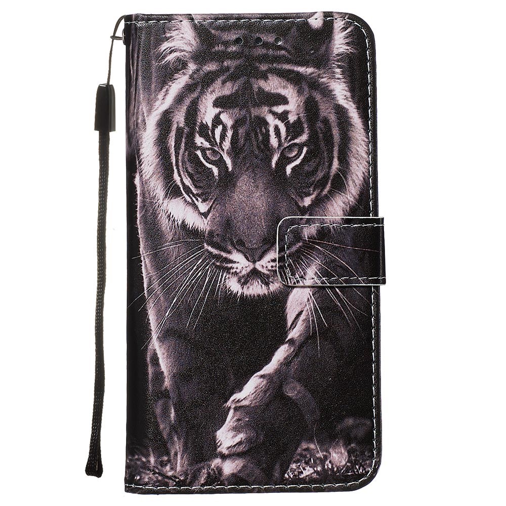 Peinture en Cuir Téléphone Porte-porte-toilettes Pour Samsung Galaxy A71 - Tigre-2