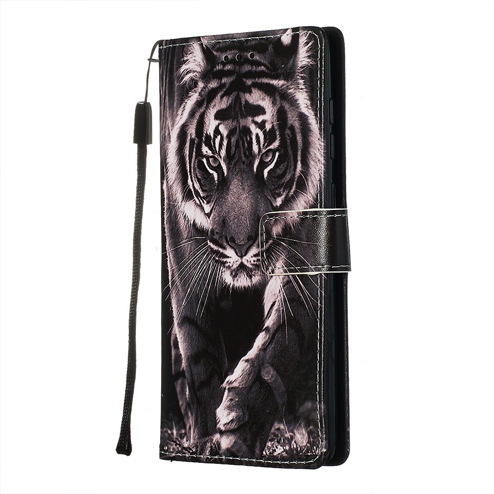 Peinture en Cuir Téléphone Porte-porte-toilettes Pour Samsung Galaxy A71 - Tigre-4