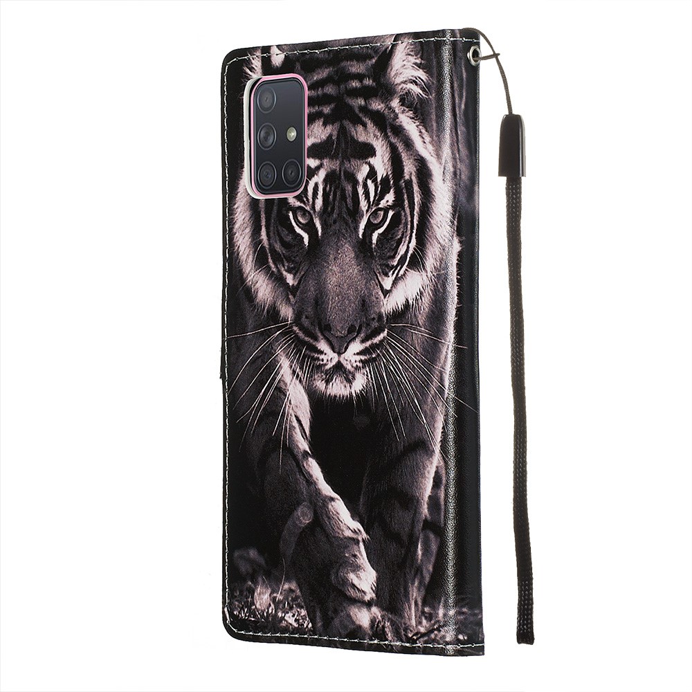 Painting Leather Phone Wallet Stand Case for Samsung Galaxy A71 - Tiger-5