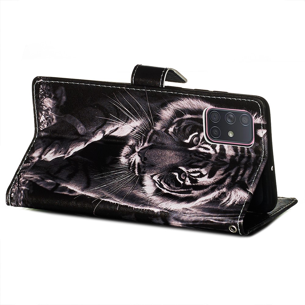 Painting Leather Phone Wallet Stand Case for Samsung Galaxy A71 - Tiger-6