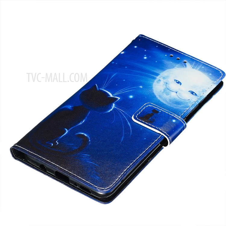 Painting Leather Phone Wallet Stand Case for Samsung Galaxy A71 - Cat Moon-3