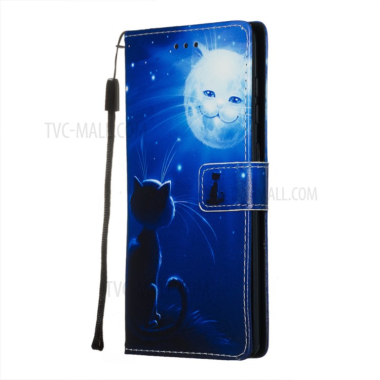 Painting Leather Phone Wallet Stand Case for Samsung Galaxy A71 - Cat Moon-4