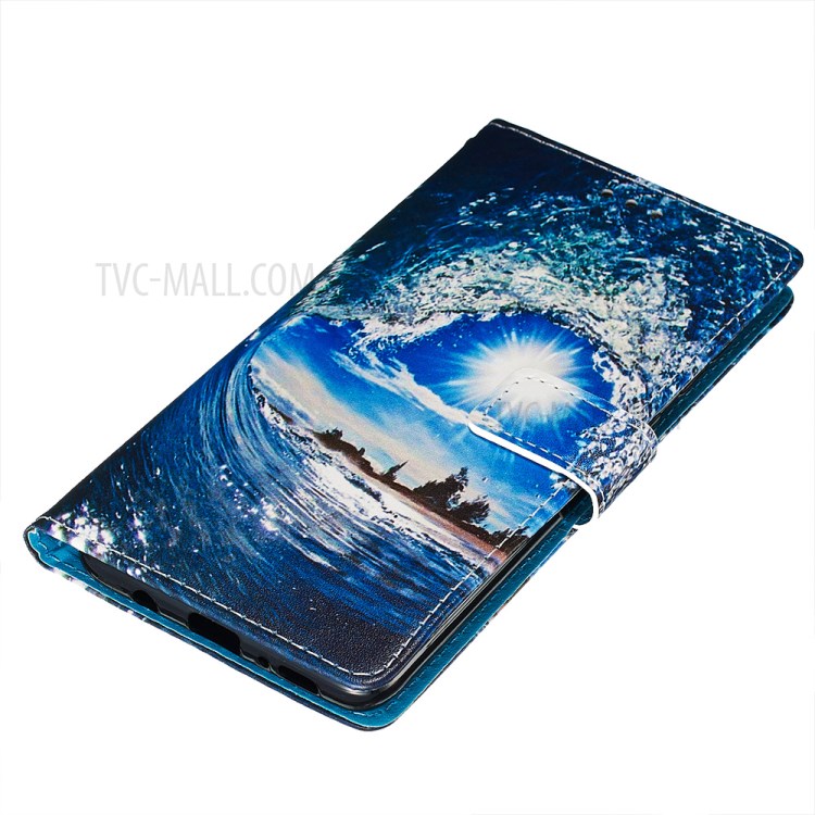Painting Leather Phone Wallet Stand Case for Samsung Galaxy A71 - Water-3