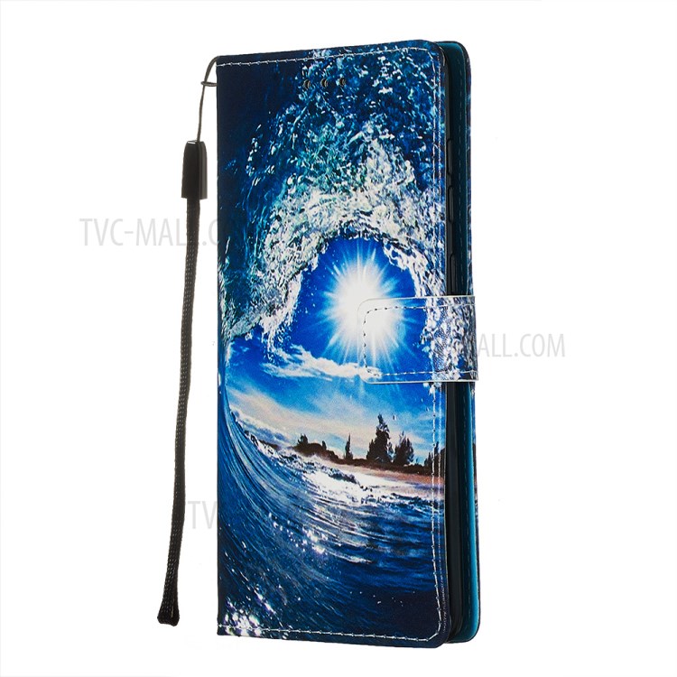 Painting Leather Phone Wallet Stand Case for Samsung Galaxy A71 - Water-4