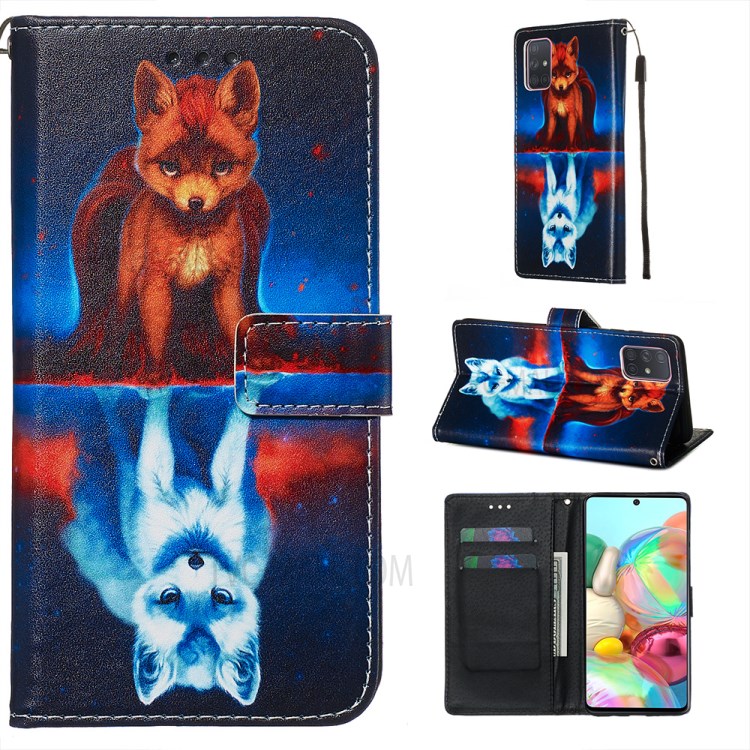 Painting Leather Phone Wallet Stand Case for Samsung Galaxy A71 - Fox-1