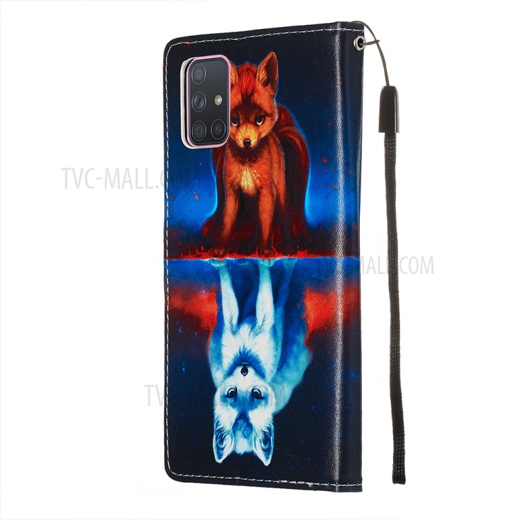 Painting Leather Phone Wallet Stand Case for Samsung Galaxy A71 - Fox-5