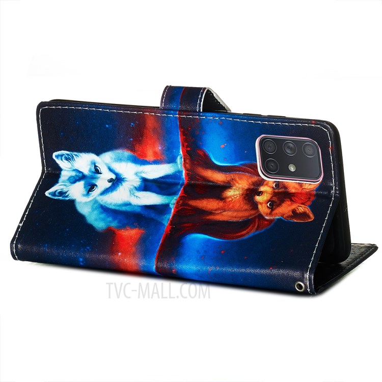 Painting Leather Phone Wallet Stand Case for Samsung Galaxy A71 - Fox-6