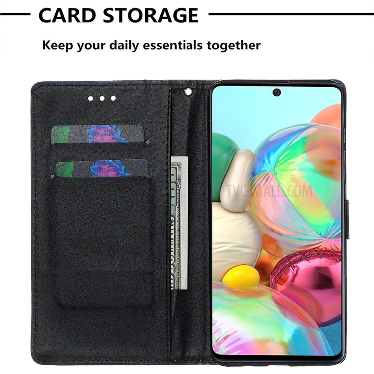 Painting Leather Phone Wallet Stand Case for Samsung Galaxy A71 - Fox-7