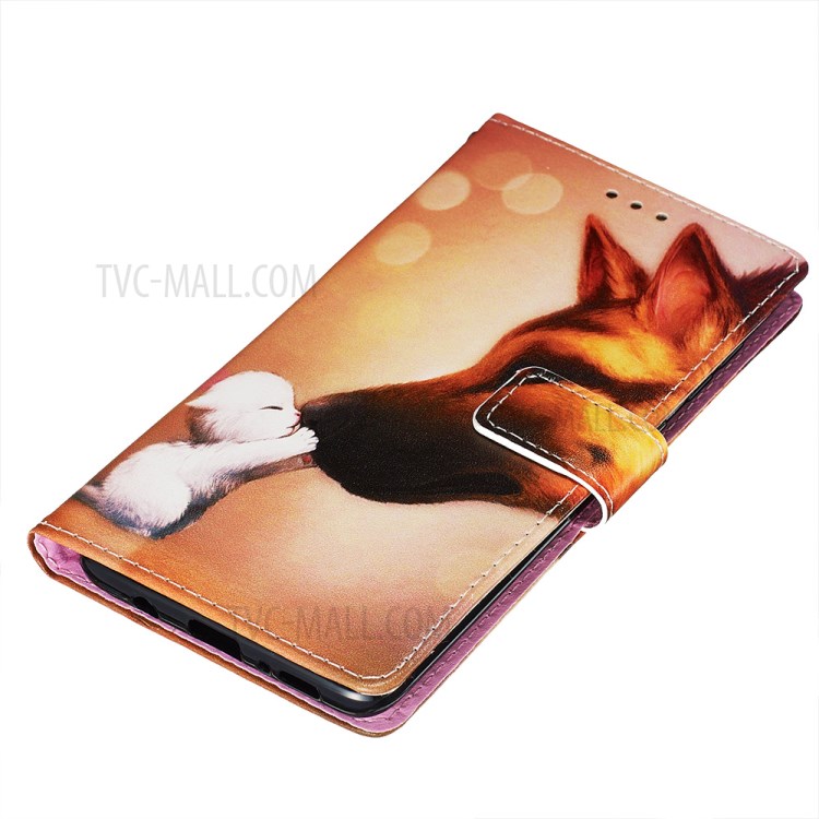 Painting Leather Phone Wallet Stand Case for Samsung Galaxy A71 - Small White Dog-3