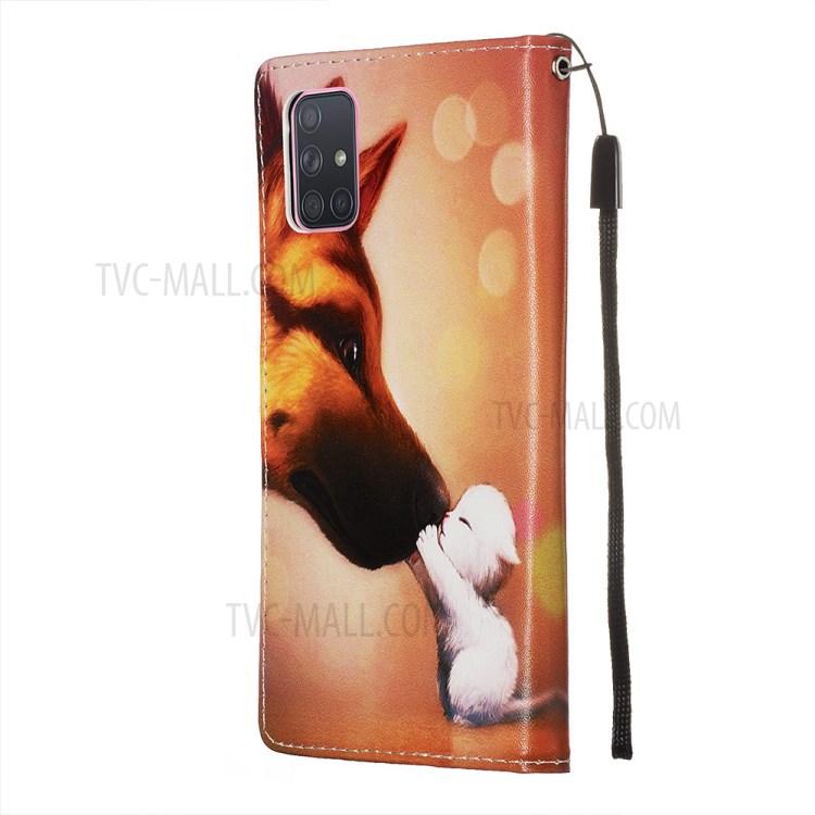 Painting Leather Phone Wallet Stand Case for Samsung Galaxy A71 - Small White Dog-5