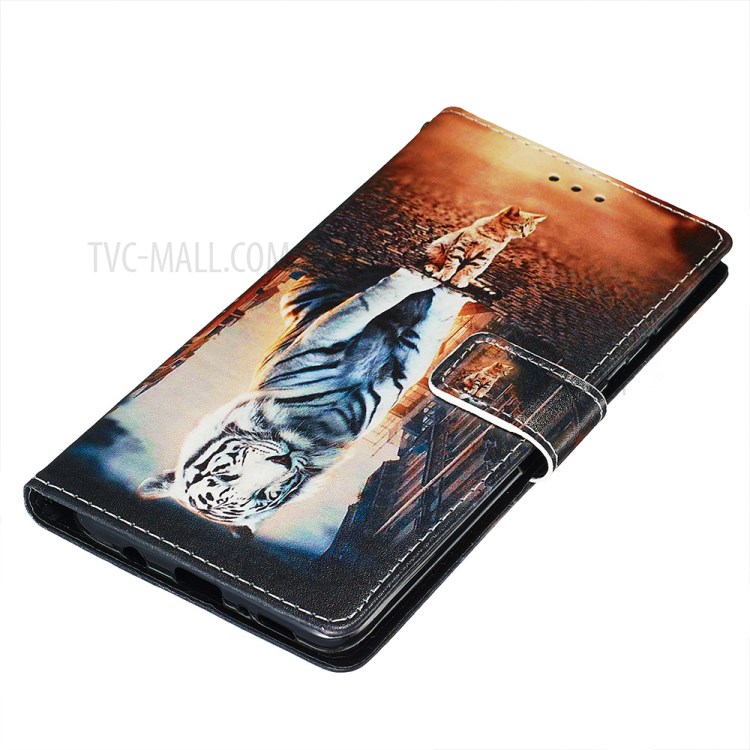 Painting Leather Phone Wallet Stand Case for Samsung Galaxy A71 - White Tiger-3