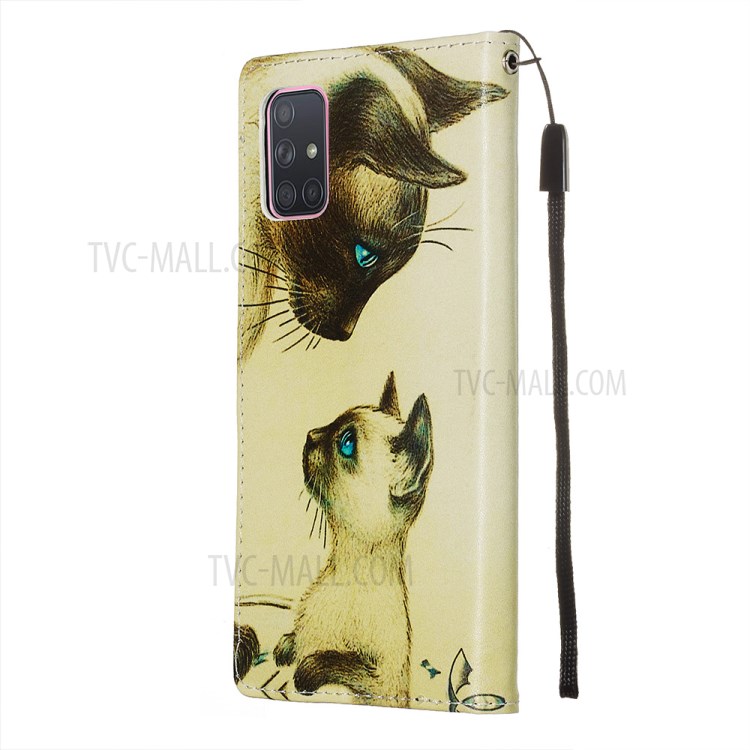 Painting Leather Phone Wallet Stand Case for Samsung Galaxy A71 - Two Cats-5