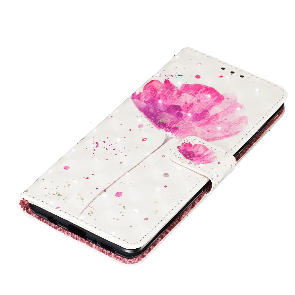3D Painting Style Leather Phone Wallet Stand Case for Samsung Galaxy A71 - Pink Flower-3
