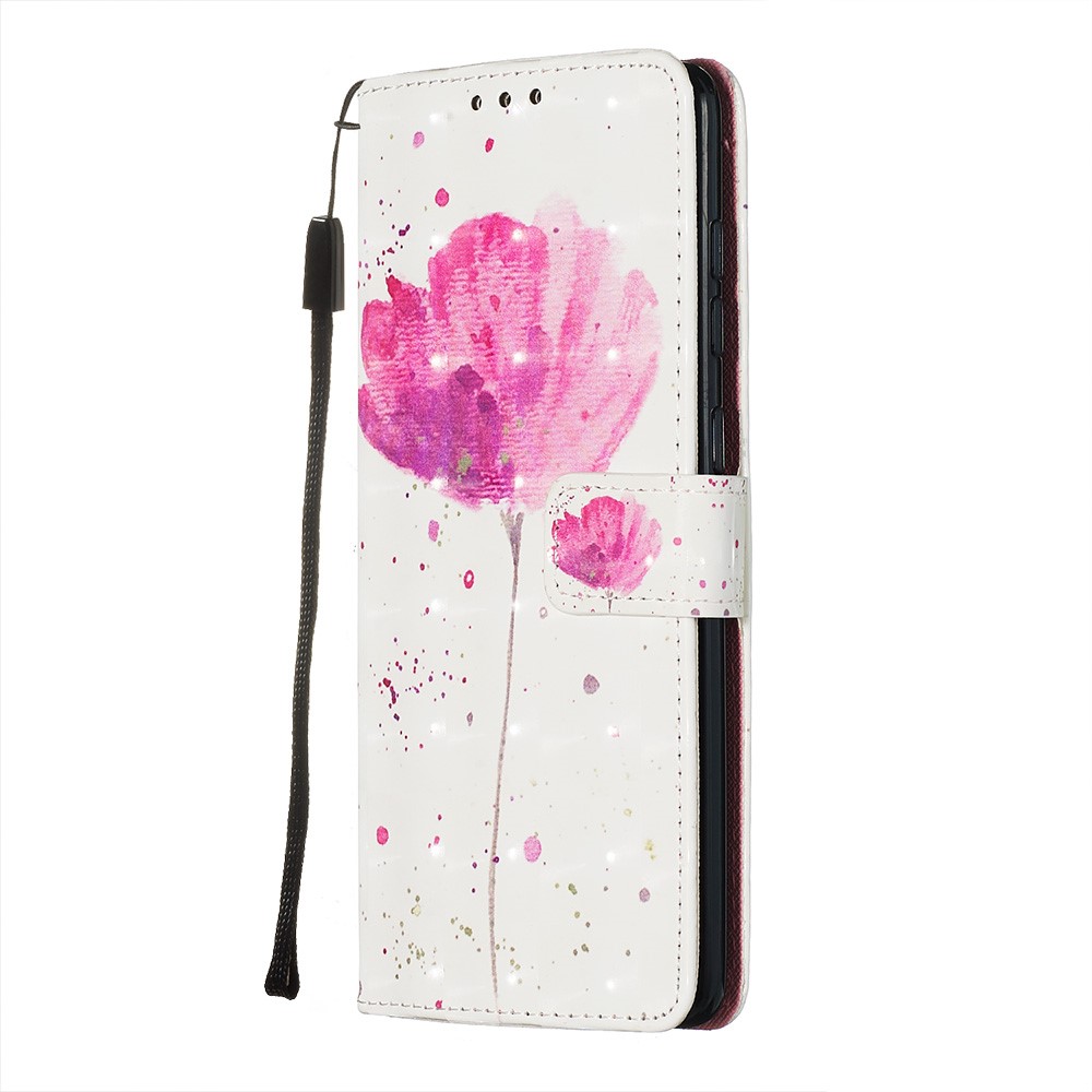 3D Painting Style Leather Phone Wallet Stand Case for Samsung Galaxy A71 - Pink Flower-4