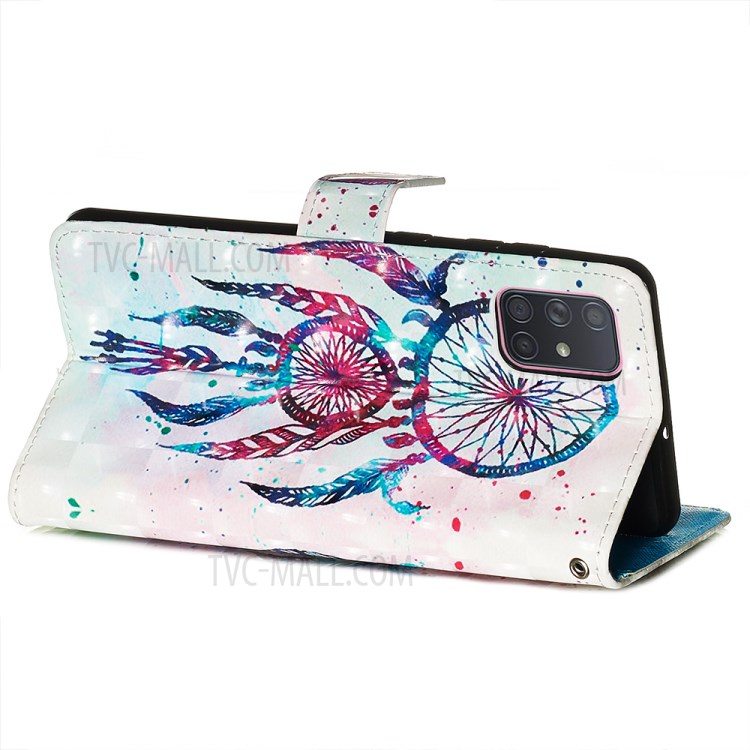 3D Painting Style Leather Phone Wallet Stand Case for Samsung Galaxy A71 - Painting Dream Catcher-6