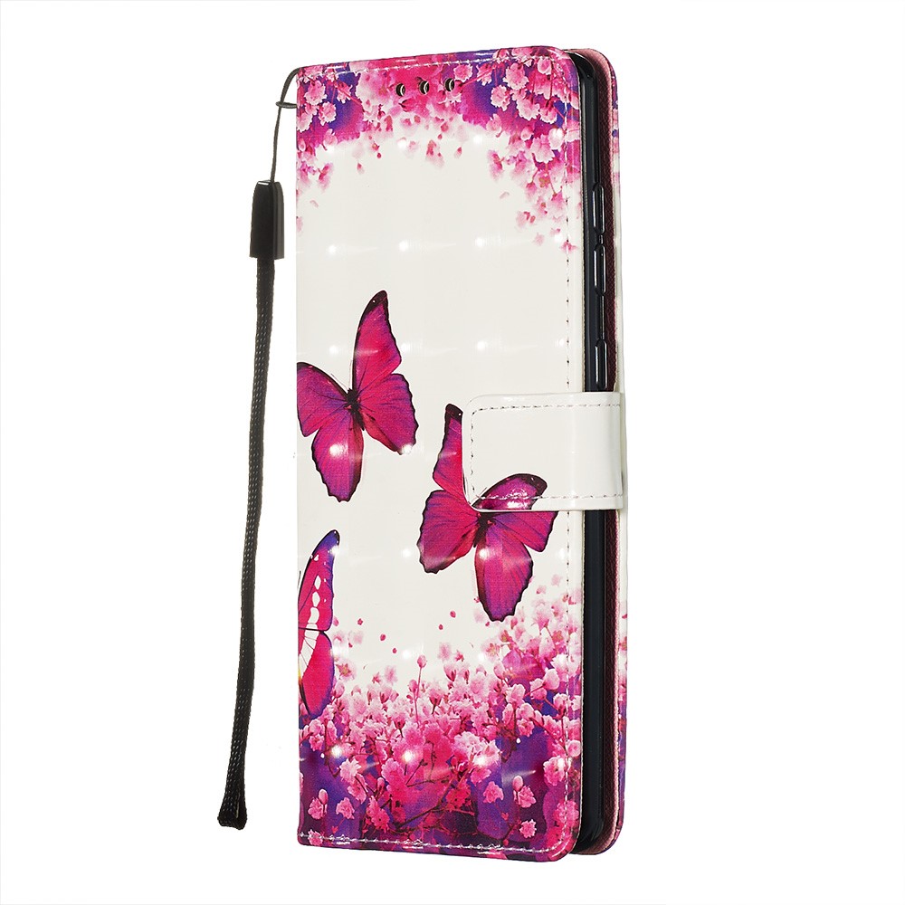 3D Painting Style Leather Phone Wallet Stand Case for Samsung Galaxy A71 - Red Butterflies-4