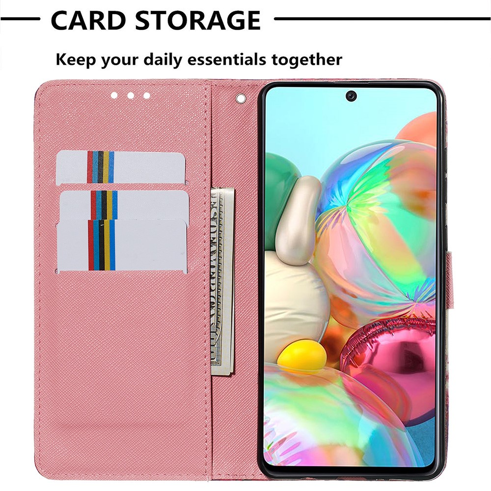 3D Painting Style Leather Phone Wallet Stand Case for Samsung Galaxy A71 - Red Butterflies-7