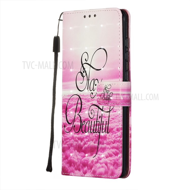 3D Painting Style Leather Phone Wallet Stand Case for Samsung Galaxy A71 - Pink Cloud-4