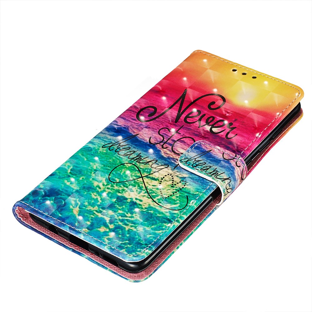 3D Painting Style Leather Phone Wallet Stand Case for Samsung Galaxy A71 - Rainbow Ocean-3