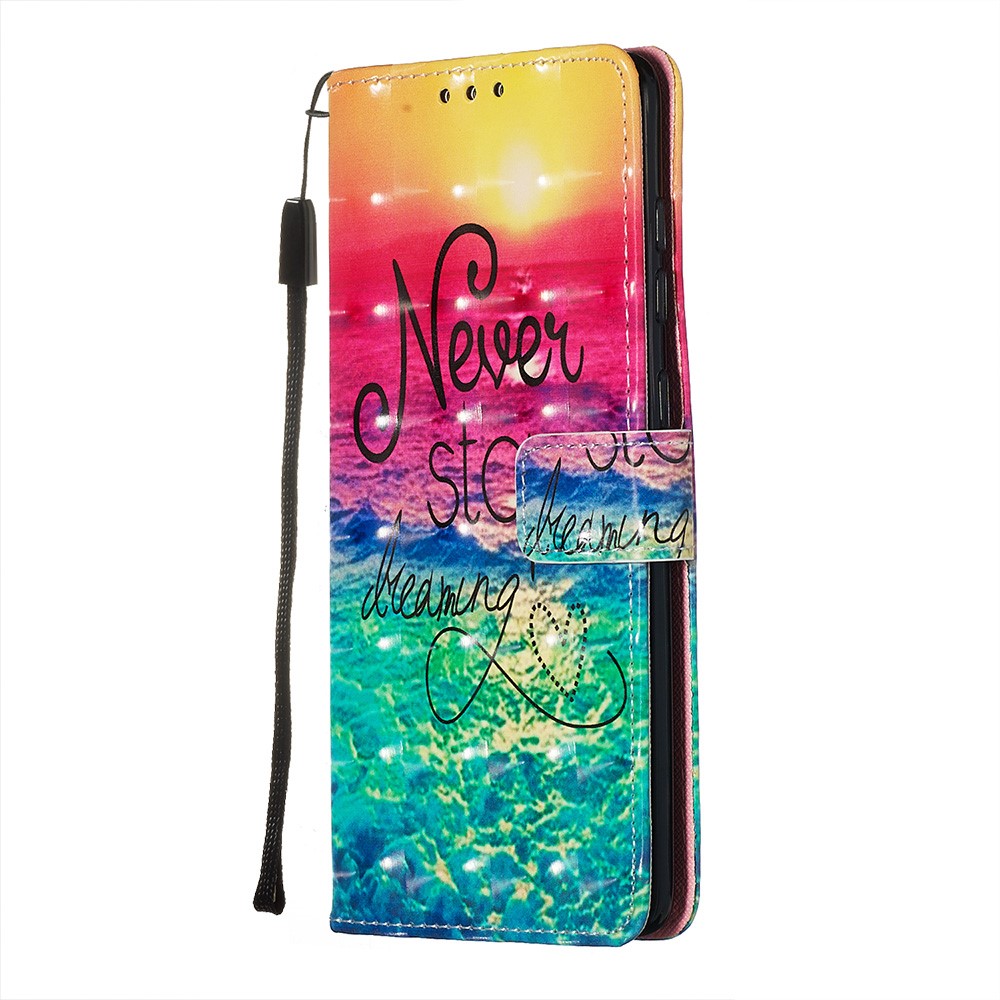 3D Painting Style Leather Phone Wallet Stand Case for Samsung Galaxy A71 - Rainbow Ocean-4