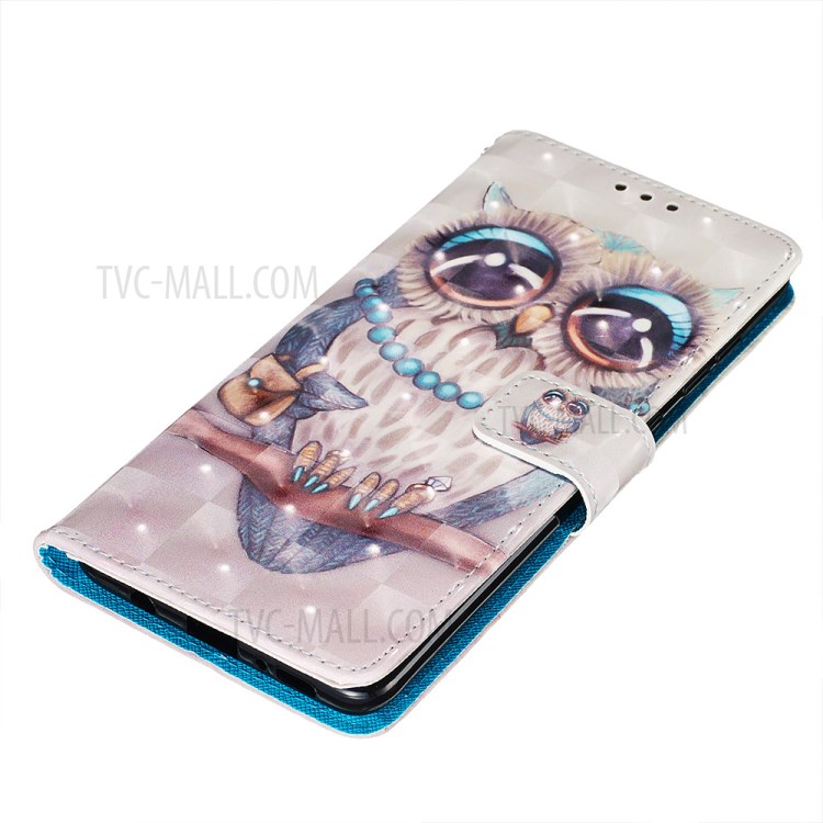 3D Painting Style Leather Phone Wallet Stand Case for Samsung Galaxy A71 - Cute Owl-3