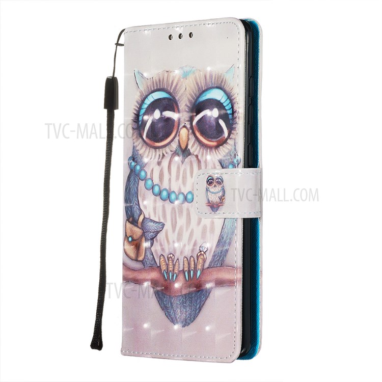 3D Painting Style Leather Phone Wallet Stand Case for Samsung Galaxy A71 - Cute Owl-4