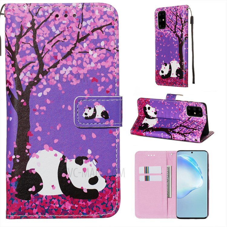 Pattern Printing Leather Wallet Case for Samsung Galaxy S20 Plus - Panda-1