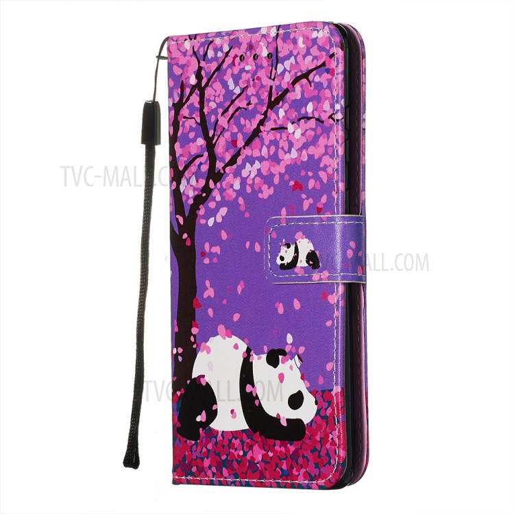 Pattern Printing Leather Wallet Case for Samsung Galaxy S20 Plus - Panda-4