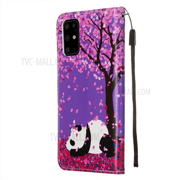 Pattern Printing Leather Wallet Case for Samsung Galaxy S20 Plus - Panda-5