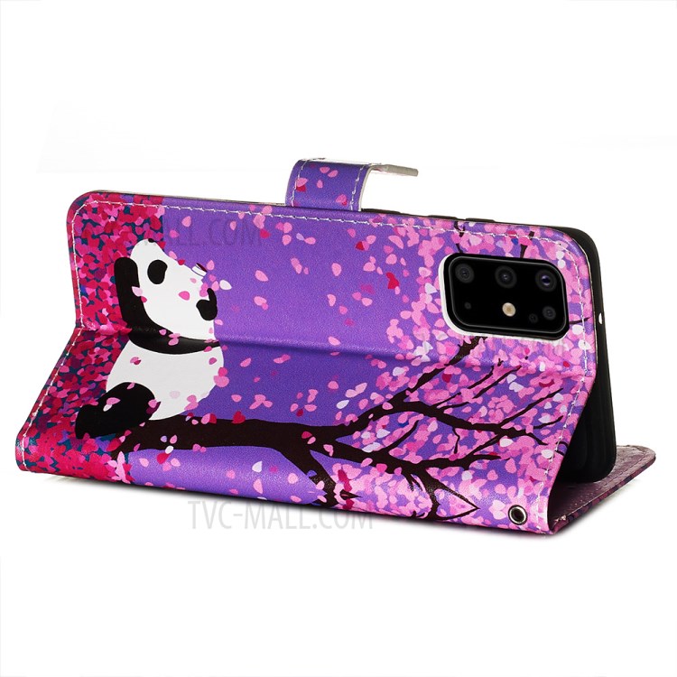Pattern Printing Leather Wallet Case for Samsung Galaxy S20 Plus - Panda-6