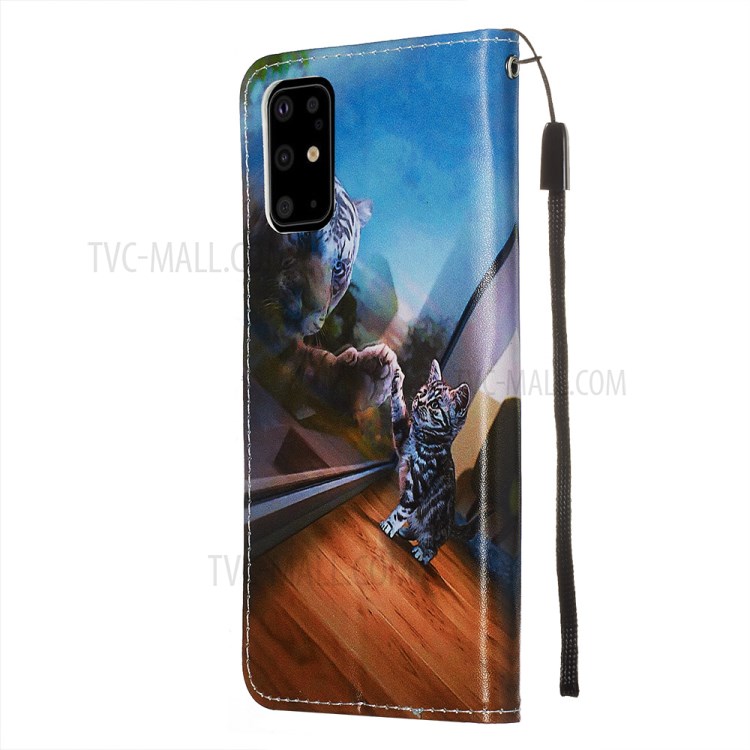 Pattern Printing Leather Wallet Case for Samsung Galaxy S20 Plus - Cat-5