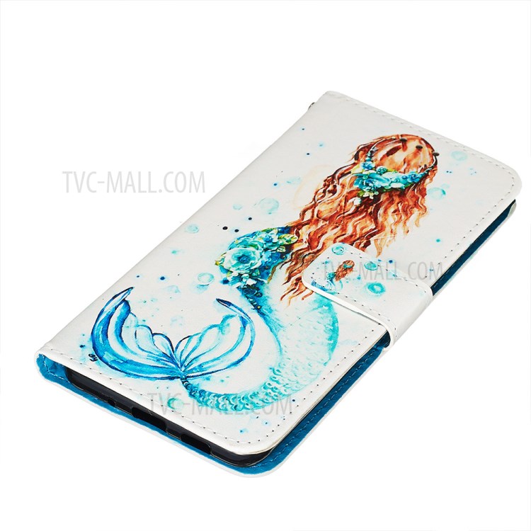 Pattern Printing Leather Wallet Case for Samsung Galaxy S20 Plus - Mermaid-3
