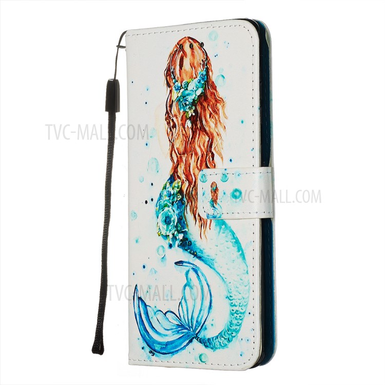 Pattern Printing Leather Wallet Case for Samsung Galaxy S20 Plus - Mermaid-4
