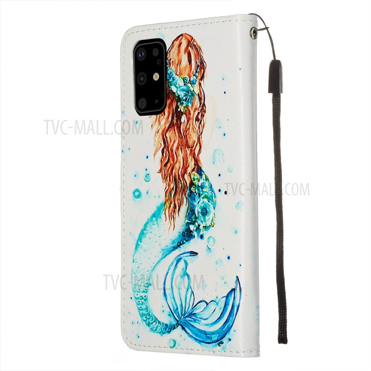 Pattern Printing Leather Wallet Case for Samsung Galaxy S20 Plus - Mermaid-5