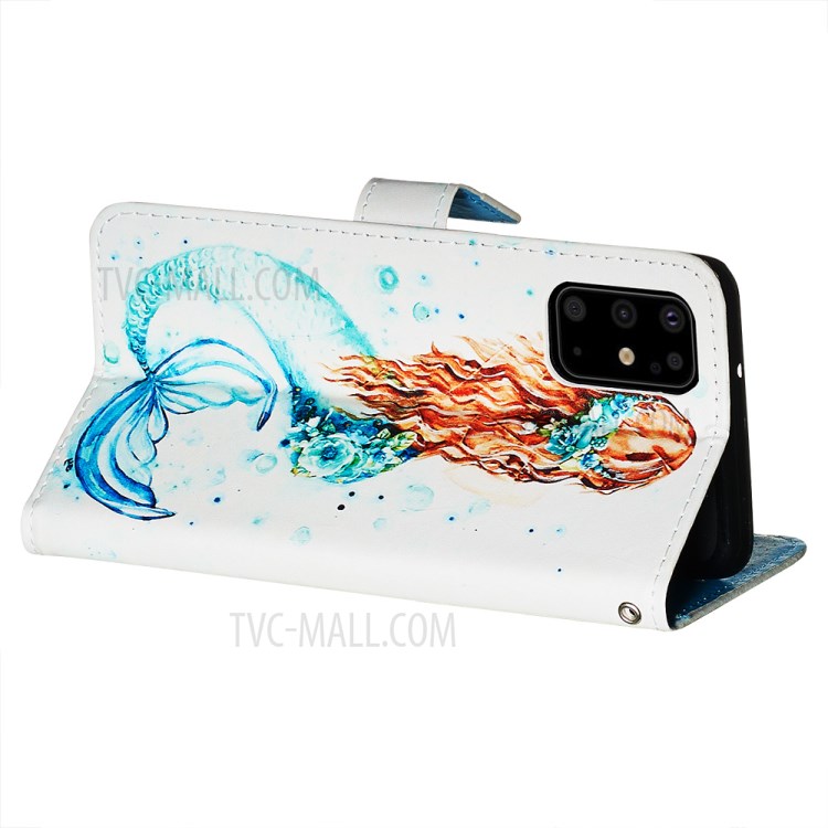 Pattern Printing Leather Wallet Case for Samsung Galaxy S20 Plus - Mermaid-6